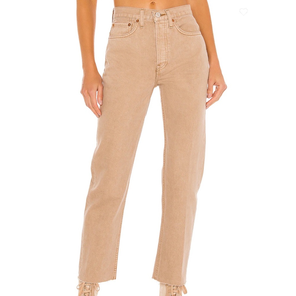 ReDone 70’s Stove Pipe Jeans in Washed Kahki